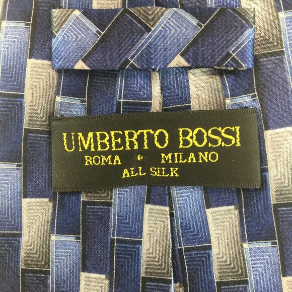 UMBERTO BOSSI BLUE, GREY ALL SILK TIE - Picture 5 of 10